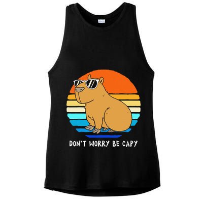 Retro Rodent Funny Capybara Dont Be Worry Be Capy Ladies PosiCharge Tri-Blend Wicking Tank