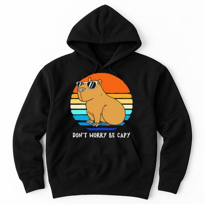 Retro Rodent Funny Capybara Dont Be Worry Be Capy Hoodie
