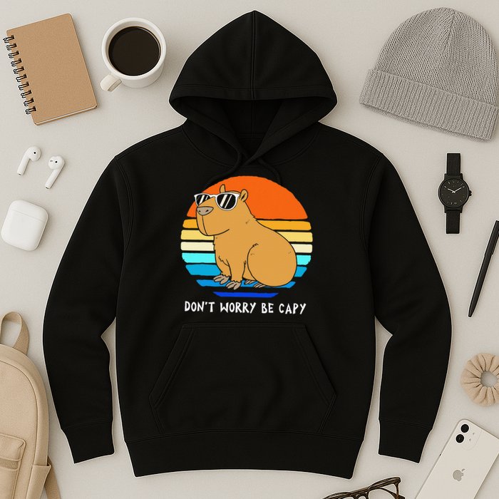 Retro Rodent Funny Capybara Dont Be Worry Be Capy Hoodie
