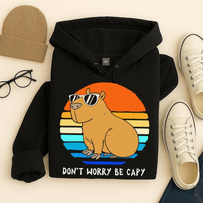 Retro Rodent Funny Capybara Dont Be Worry Be Capy Hoodie