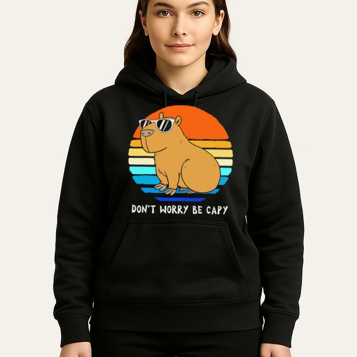 Retro Rodent Funny Capybara Dont Be Worry Be Capy Hoodie