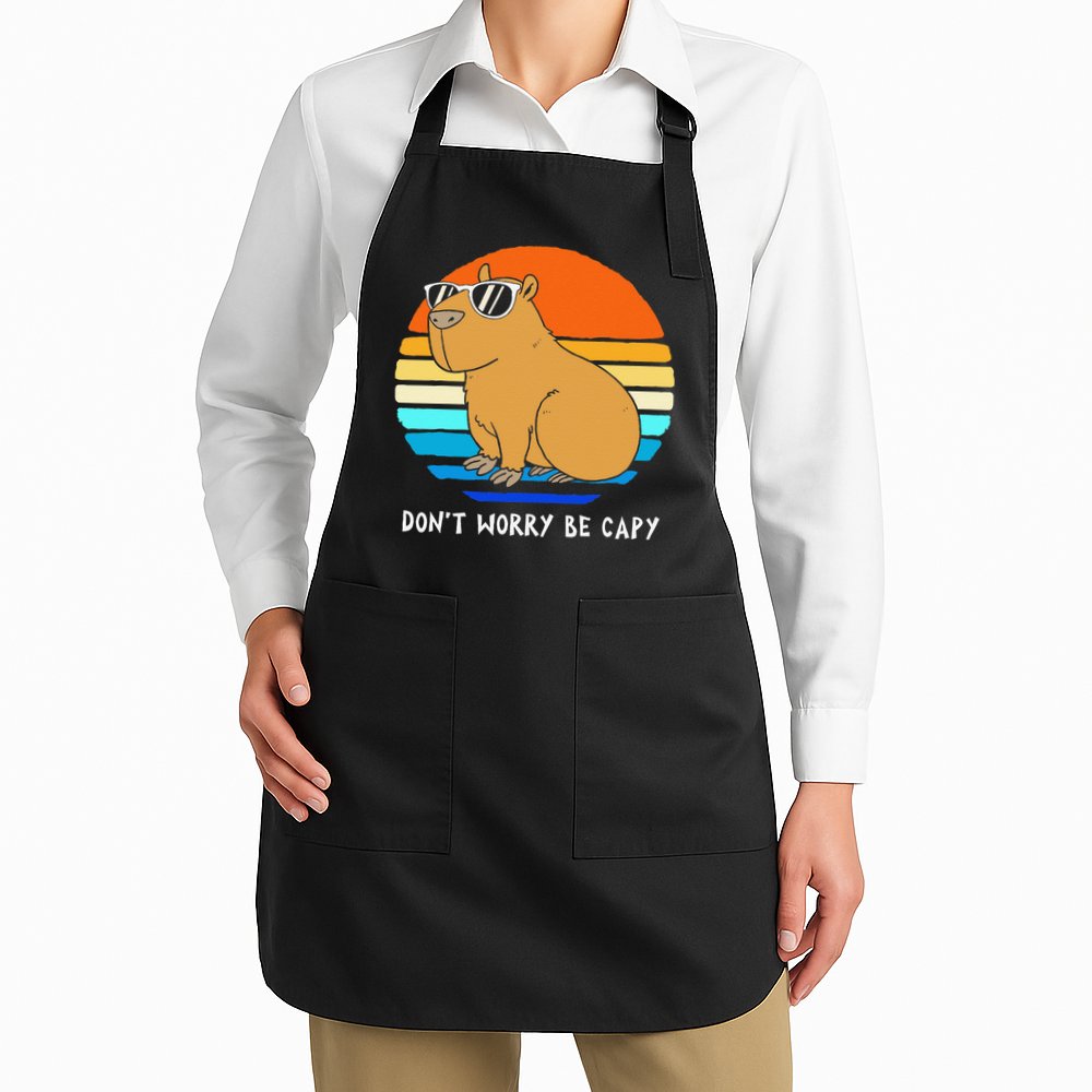 Retro Rodent Funny Capybara Dont Be Worry Be Capy Apron