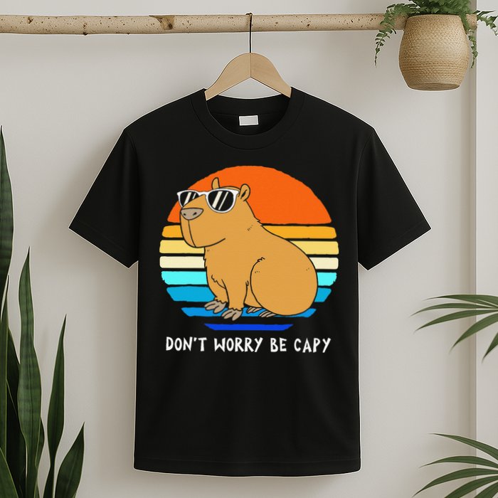 Retro Rodent Funny Capybara Dont Be Worry Be Capy T-Shirt