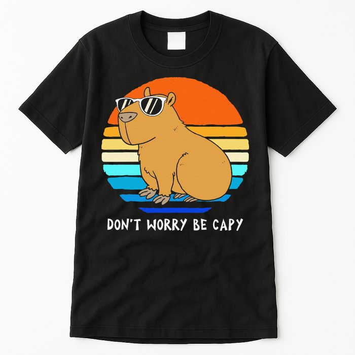 Retro Rodent Funny Capybara Dont Be Worry Be Capy Tall T-Shirt