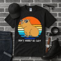 Retro Rodent Funny Capybara Dont Be Worry Be Capy Tall T-Shirt
