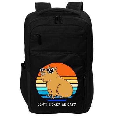 Retro Rodent Funny Capybara Dont Be Worry Be Capy Impact Tech Backpack