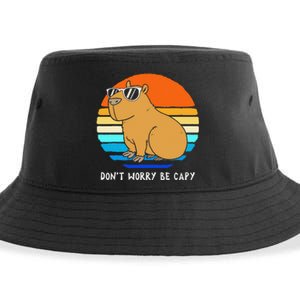 Retro Rodent Funny Capybara Dont Be Worry Be Capy Sustainable Bucket Hat