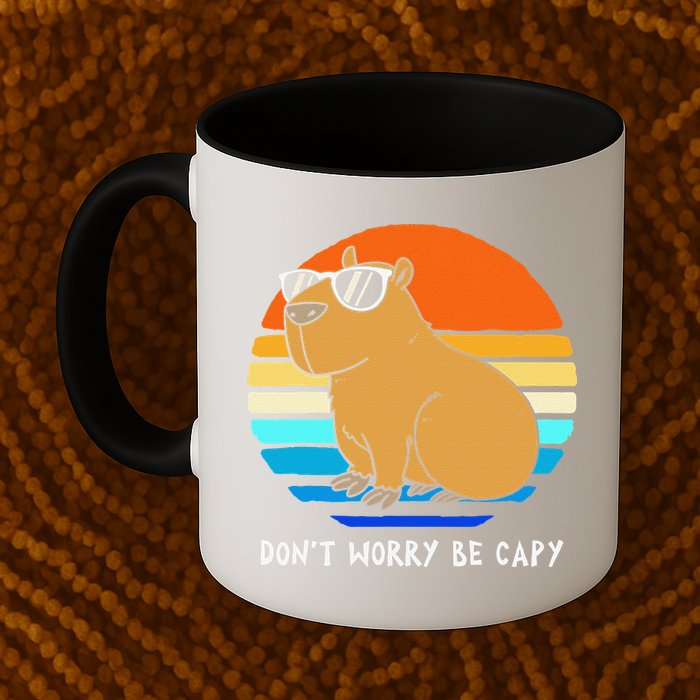 Retro Rodent Funny Capybara Dont Be Worry Be Capy Mug