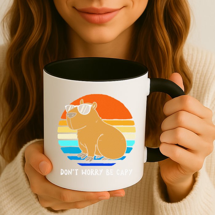 Retro Rodent Funny Capybara Dont Be Worry Be Capy Mug