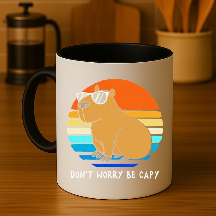 Retro Rodent Funny Capybara Dont Be Worry Be Capy Mug