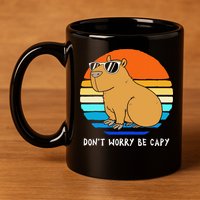 Retro Rodent Funny Capybara Dont Be Worry Be Capy 11oz C Handle Ceramic Mug