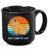 Retro Rodent Funny Capybara Dont Be Worry Be Capy 15oz Campfire Ceramic Mug