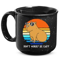 Retro Rodent Funny Capybara Dont Be Worry Be Capy 15oz Campfire Ceramic Mug