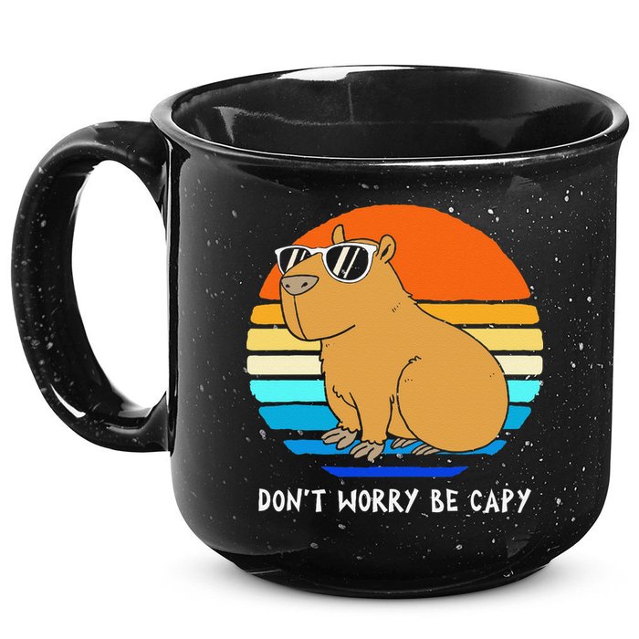 Retro Rodent Funny Capybara Dont Be Worry Be Capy 15oz Campfire Ceramic Mug
