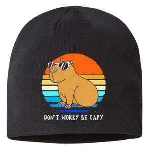 Retro Rodent Funny Capybara Dont Be Worry Be Capy Sustainable Beanie