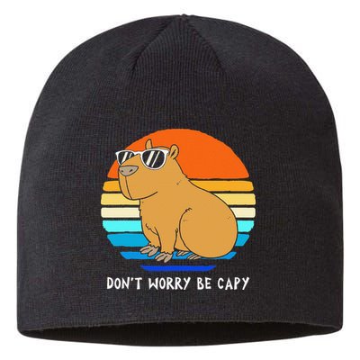 Retro Rodent Funny Capybara Dont Be Worry Be Capy Sustainable Beanie