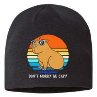 Retro Rodent Funny Capybara Dont Be Worry Be Capy Sustainable Beanie