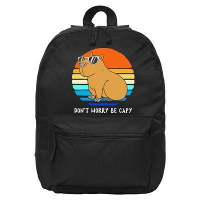 Retro Rodent Funny Capybara Dont Be Worry Be Capy 16 in Basic Backpack