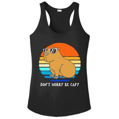 Retro Rodent Funny Capybara Dont Be Worry Be Capy Ladies PosiCharge Competitor Racerback Tank