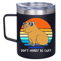 Retro Rodent Funny Capybara Dont Be Worry Be Capy 12oz Stainless Steel Coffee Mug