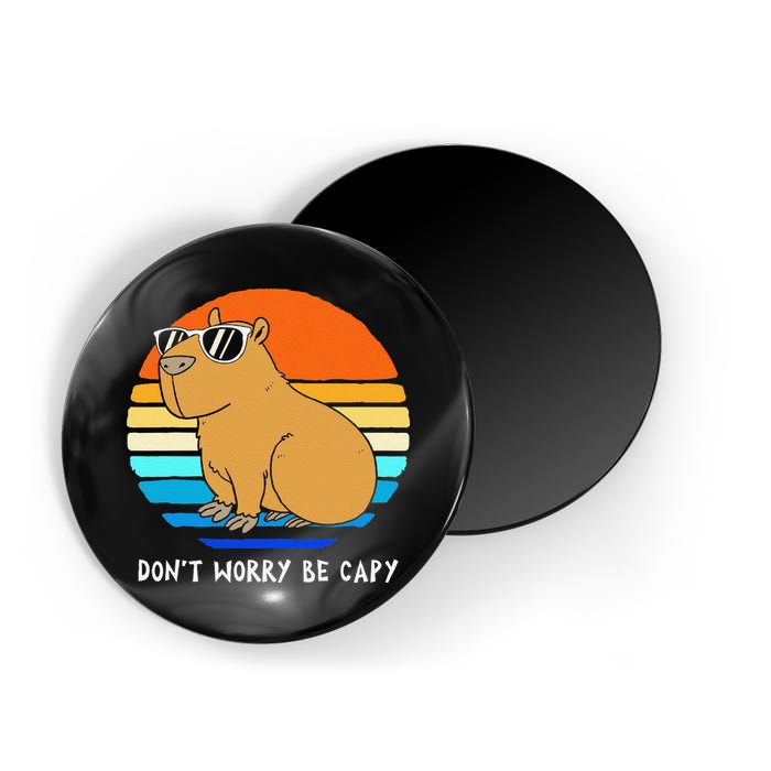 Retro Rodent Funny Capybara Dont Be Worry Be Capy Magnet