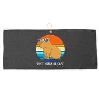 Retro Rodent Funny Capybara Dont Be Worry Be Capy Large Microfiber Waffle Golf Towel