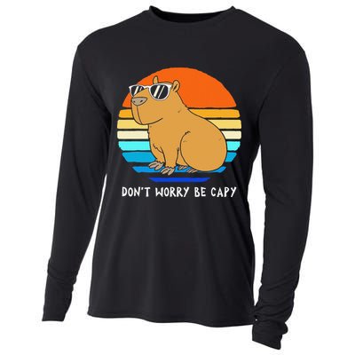 Retro Rodent Funny Capybara Dont Be Worry Be Capy Cooling Performance Long Sleeve Crew
