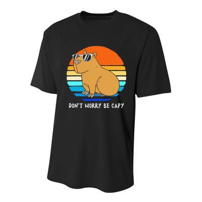 Retro Rodent Funny Capybara Dont Be Worry Be Capy Youth Performance Sprint T-Shirt