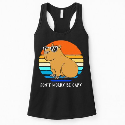 Retro Rodent Funny Capybara Dont Be Worry Be Capy Womens Tank Top