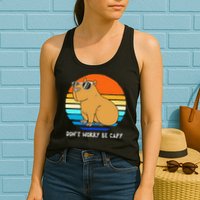Retro Rodent Funny Capybara Dont Be Worry Be Capy Womens Tank Top