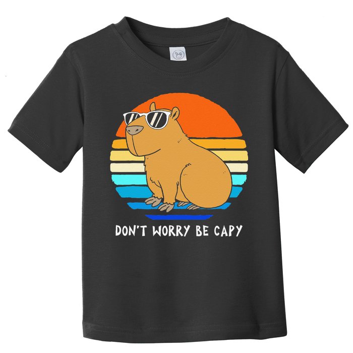 Retro Rodent Funny Capybara Dont Be Worry Be Capy Toddler T-Shirt