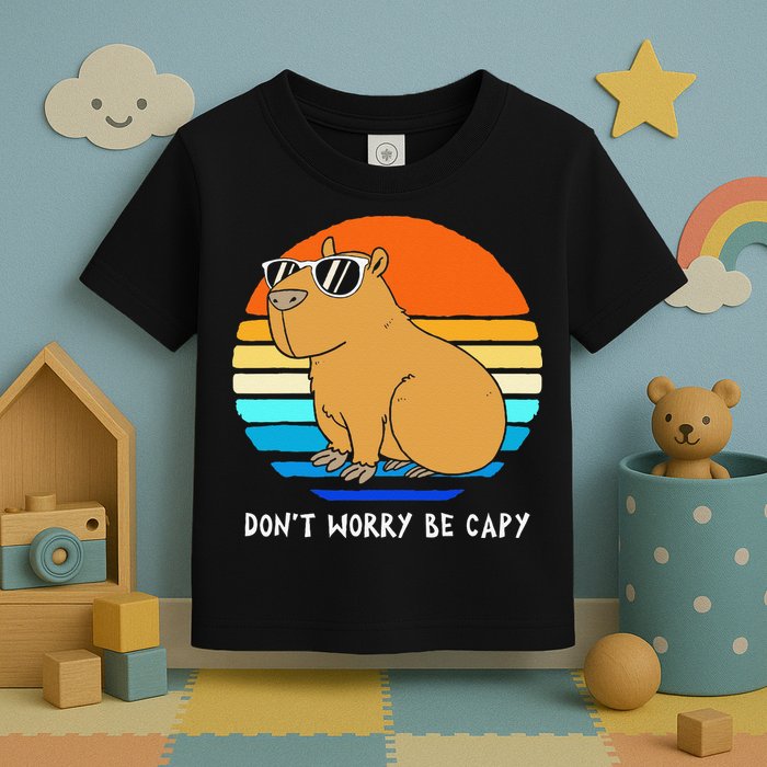 Retro Rodent Funny Capybara Dont Be Worry Be Capy Toddler T-Shirt