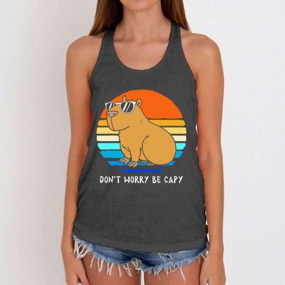 Retro Rodent Funny Capybara Dont Be Worry Be Capy Women's Knotted Racerback Tank