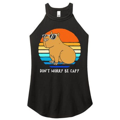 Retro Rodent Funny Capybara Dont Be Worry Be Capy Women's Perfect Tri Rocker Tank