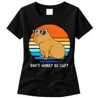 Retro Rodent Funny Capybara Dont Be Worry Be Capy Womens T-Shirt