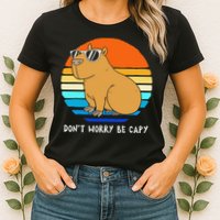 Retro Rodent Funny Capybara Dont Be Worry Be Capy Womens T-Shirt