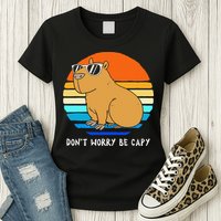 Retro Rodent Funny Capybara Dont Be Worry Be Capy Womens T-Shirt