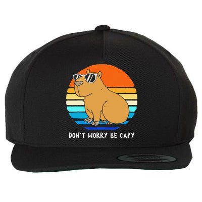 Retro Rodent Funny Capybara Dont Be Worry Be Capy Wool Snapback Cap