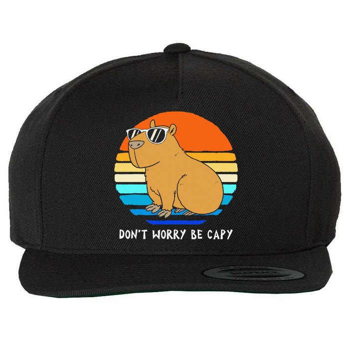 Retro Rodent Funny Capybara Dont Be Worry Be Capy Wool Snapback Cap