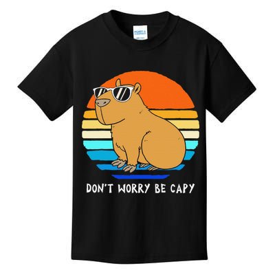 Retro Rodent Funny Capybara Dont Be Worry Be Capy Kids T-Shirt