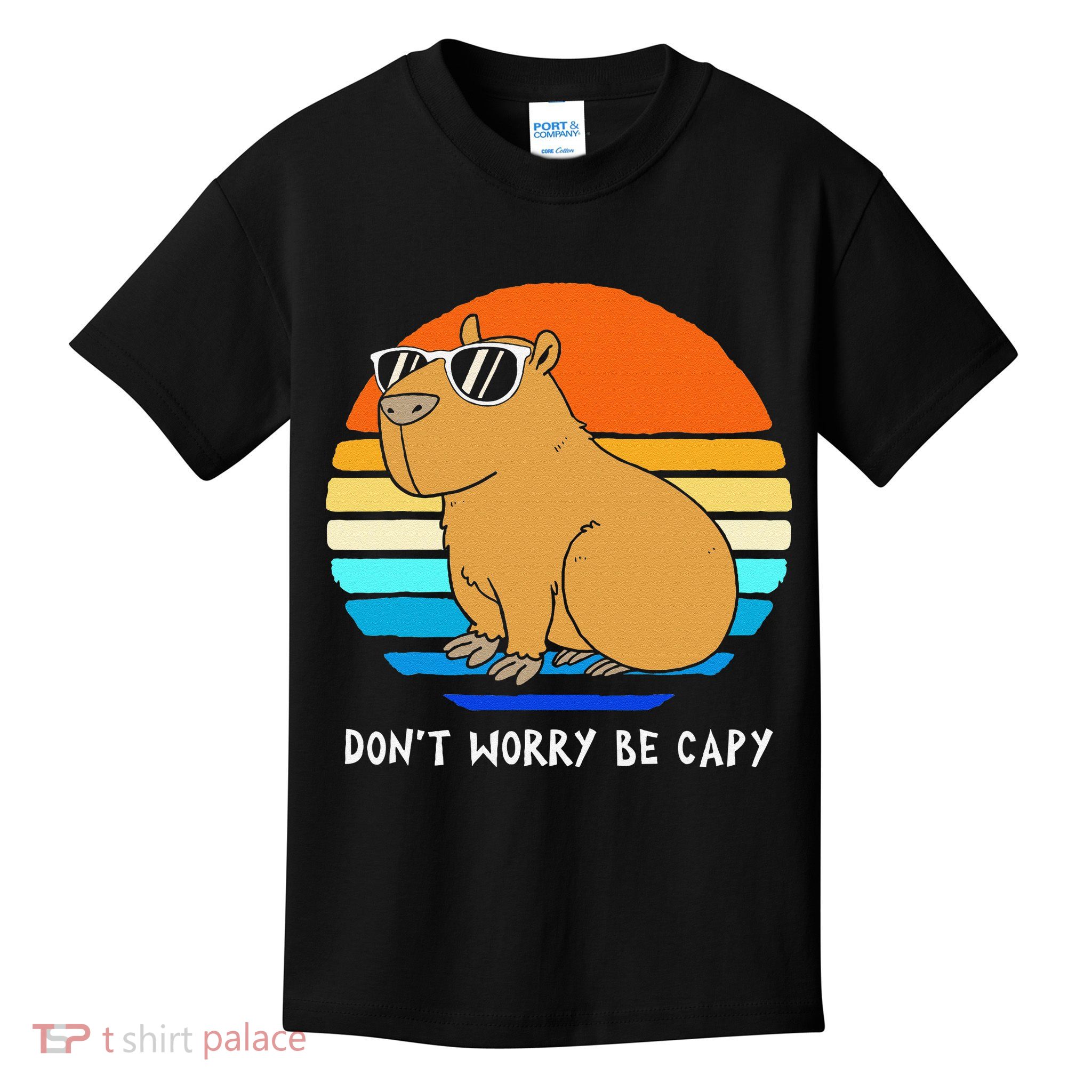 Retro Rodent Funny Capybara Dont Be Worry Be Capy Kids T-Shirt