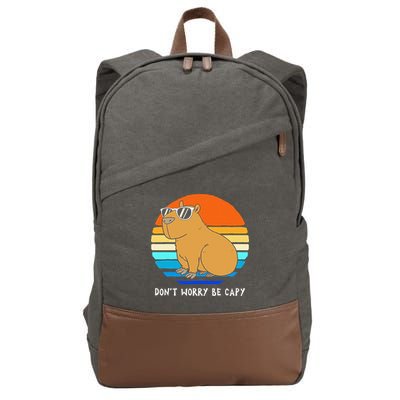 Retro Rodent Funny Capybara Dont Be Worry Be Capy Cotton Canvas Backpack