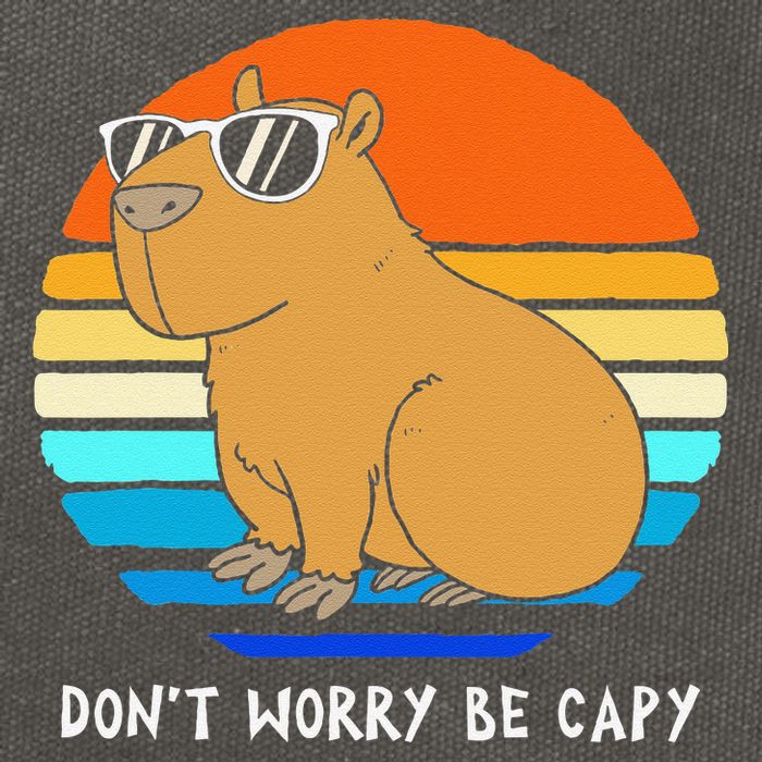 Retro Rodent Funny Capybara Dont Be Worry Be Capy Cotton Canvas Backpack