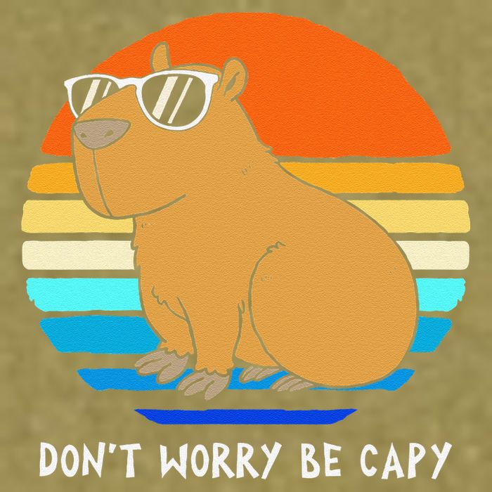 Retro Rodent Funny Capybara Dont Be Worry Be Capy Garment-Dyed Women's Muscle Tee