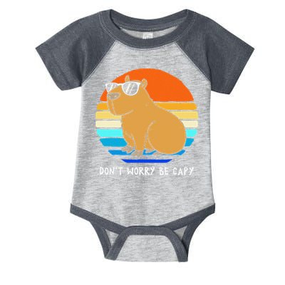 Retro Rodent Funny Capybara Dont Be Worry Be Capy Infant Baby Jersey Bodysuit