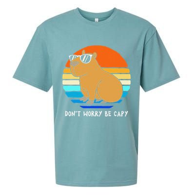 Retro Rodent Funny Capybara Dont Be Worry Be Capy Sueded Cloud Jersey T-Shirt