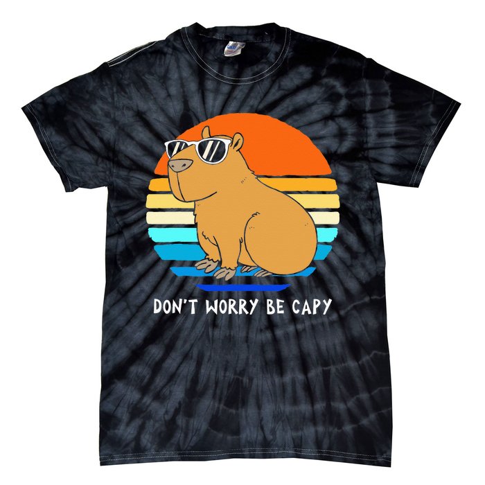 Retro Rodent Funny Capybara Dont Be Worry Be Capy Tie-Dye T-Shirt