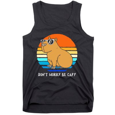 Retro Rodent Funny Capybara Dont Be Worry Be Capy Tank Top