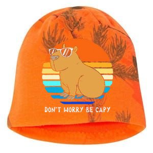 Retro Rodent Funny Capybara Dont Be Worry Be Capy Kati - Camo Knit Beanie