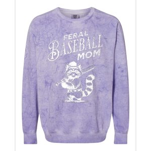 Retro Raccoon Feral Baseball Mom Trash Panda Sport Lover Colorblast Crewneck Sweatshirt